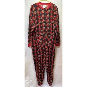 Wembley Gingerbread Man Flannel Jumpsuit Pajama Sz L/XL Christmas